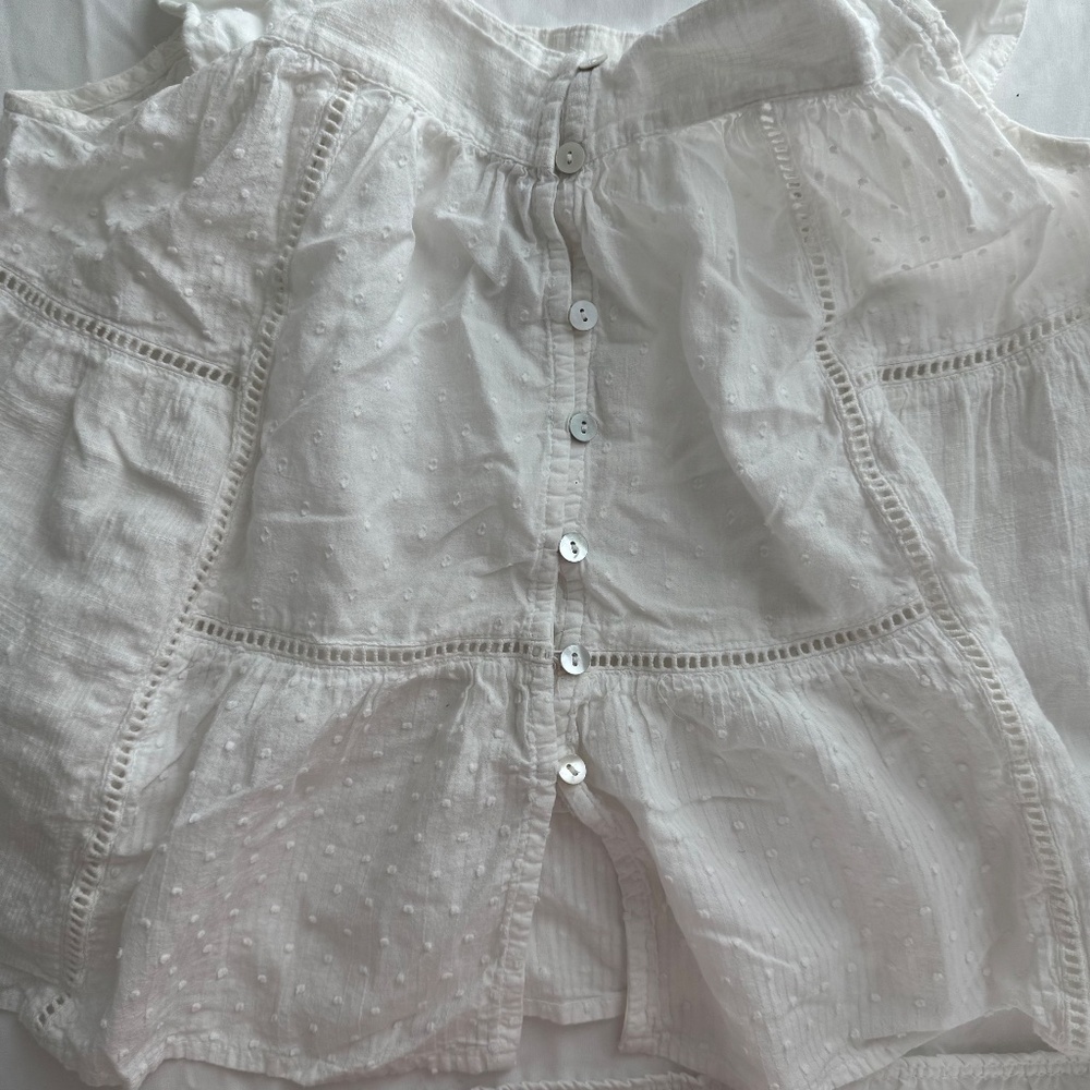 White Eyelet Ruffle Strap Tank - Picture 4 of 4